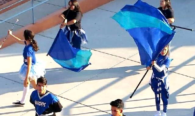 Color guard team marching 
